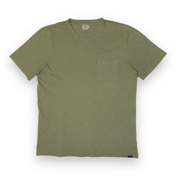 Faherty Sunwashed Organic Cotton Pocket Tee Men's L Sage Green T-Shirt Peru Soft - Picture 8 of 9